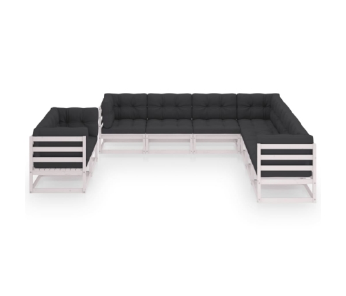 Set de muebles de jardín 9 pzas con cojines madera pino blanco