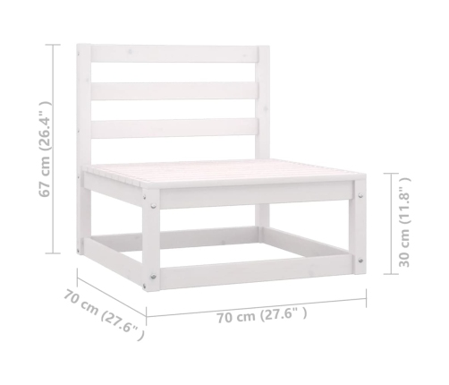 Set de muebles de jardín 12 pzas con cojines madera pino blanco