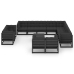 Set de muebles de jardín 13 pzas con cojines madera pino negro