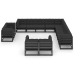 Set de muebles de jardín 13 pzas con cojines madera pino negro