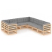 Muebles de jardín 8 pzas y cojines madera maciza pino