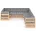 Muebles de jardín 8 pzas y cojines madera maciza pino