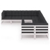 Set muebles jardín con cojines 8 pzas madera maciza pino blanco