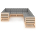 Juego de muebles de jardín 10 pzas y cojines madera maciza pino