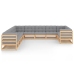 Juego de muebles de jardín 11 pzas y cojines madera maciza pino