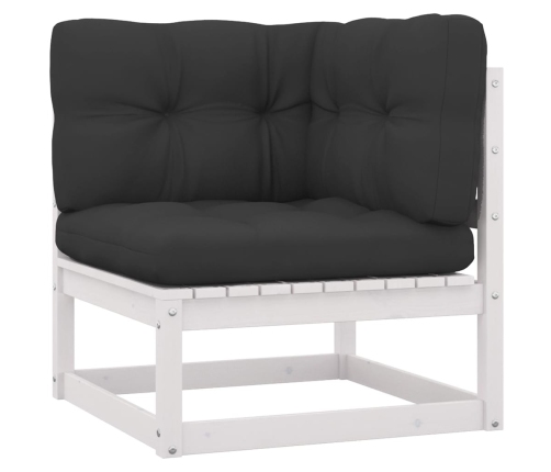 Set de muebles de jardín 12 pzas con cojines madera pino blanco
