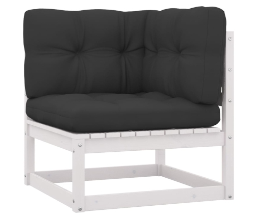 Set de muebles de jardín 11 pzas con cojines madera pino blanco