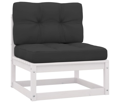 Set de muebles de jardín 11 pzas con cojines madera pino blanco