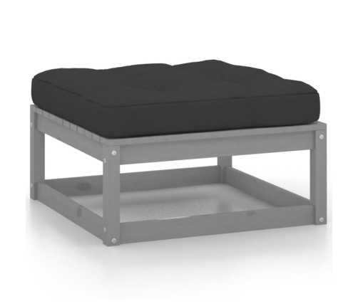 Set de muebles de jardín 6 pzas con cojines madera pino gris
