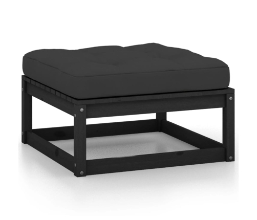 Set de muebles de jardín 7 pzas con cojines madera pino negro