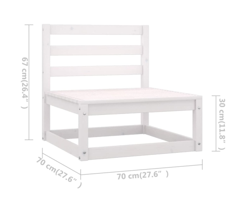 Set de muebles de jardín 9 pzas con cojines madera pino blanco