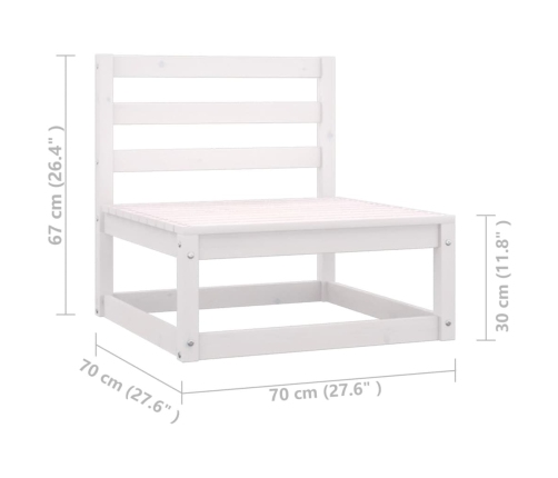 Set de muebles de jardín 10 pzas con cojines madera pino blanco