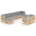 Juego de muebles de jardín 9 pzas y cojines madera maciza pino
