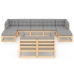Juego de muebles de jardín 9 pzas y cojines madera maciza pino