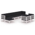 Set de muebles de jardín 9 pzas con cojines madera pino blanco