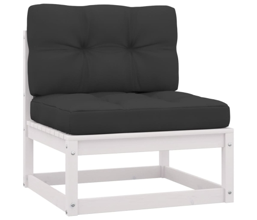 Set de muebles de jardín 9 pzas con cojines madera pino blanco