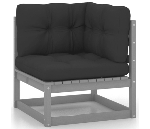 Juego de muebles de jardín 9 pzas y cojines madera maciza pino