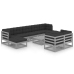 Set de muebles de jardín 10 pzas con cojines madera pino gris