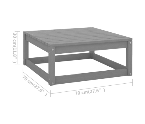 Set de muebles de jardín 10 pzas con cojines madera pino gris
