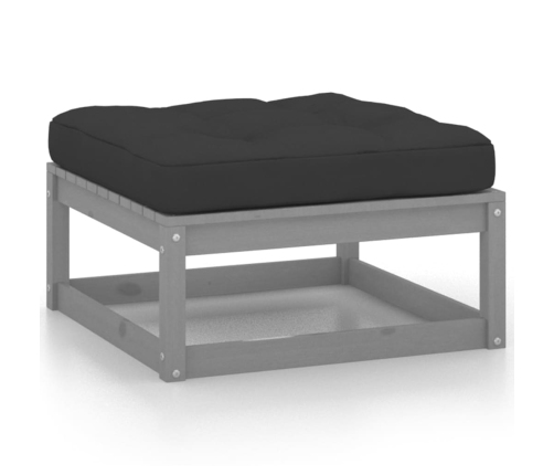 Set de muebles de jardín 10 pzas con cojines madera pino gris
