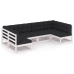 Set muebles jardín 6 pzas con cojines madera maciza pino blanco