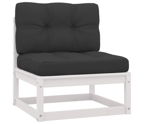 Set muebles jardín 6 pzas con cojines madera maciza pino blanco