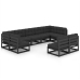 Set de muebles de jardín 9 pzas con cojines madera pino negro