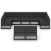 Set de muebles de jardín 9 pzas con cojines madera pino negro