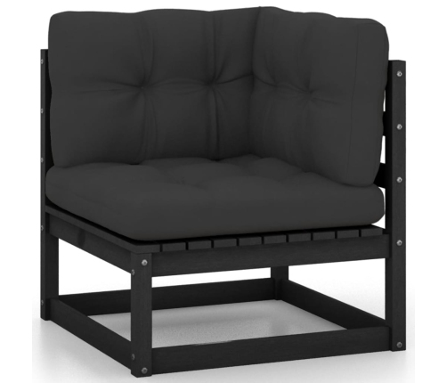 Set de muebles de jardín 9 pzas con cojines madera pino negro