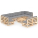 Juego de muebles de jardín 10 pzas y cojines madera maciza pino