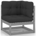 Set de muebles de jardín 12 pzas con cojines madera pino gris