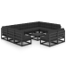 Set de muebles de jardín 12 pzas con cojines madera pino negro