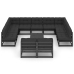 Set de muebles de jardín 12 pzas con cojines madera pino negro