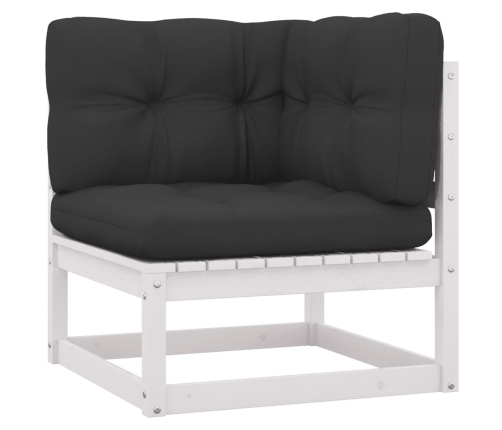 Set de muebles de jardín 14 pzas con cojines madera pino blanco