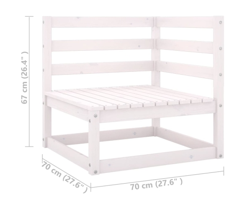 Set de muebles de jardín 14 pzas con cojines madera pino blanco