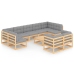 Juego de muebles de jardín 10 pzas y cojines madera maciza pino