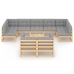 Juego de muebles de jardín 10 pzas y cojines madera maciza pino