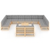 Juego de muebles de jardín 13 pzas y cojines madera maciza pino