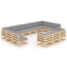Juego de muebles de jardín 13 pzas y cojines madera maciza pino