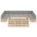 Juego de muebles de jardín 13 pzas y cojines madera maciza pino