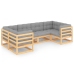 Juego de muebles de jardín 6 pzas y cojines madera maciza pino