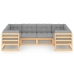 Juego de muebles de jardín 6 pzas y cojines madera maciza pino
