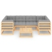 Juego de muebles de jardín 7 pzas y cojines madera maciza pino