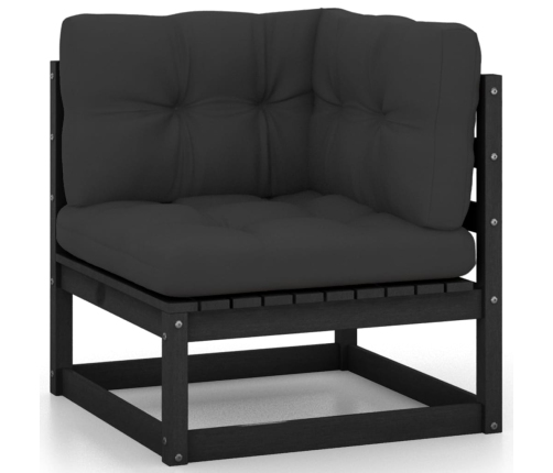 Set de muebles de jardín 7 pzas con cojines madera pino negro