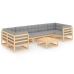 Muebles de jardín 8 pzas y cojines madera maciza pino