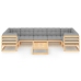 Muebles de jardín 8 pzas y cojines madera maciza pino