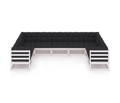Set de muebles de jardín 9 pzas con cojines madera pino blanco
