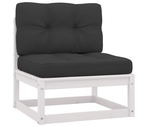 Set de muebles de jardín 9 pzas con cojines madera pino blanco