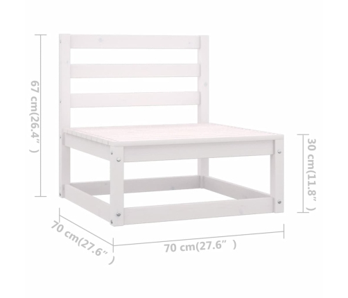 Set de muebles de jardín 9 pzas con cojines madera pino blanco