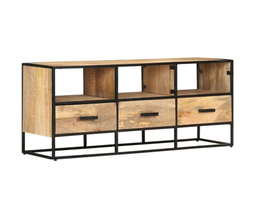 Mueble para TV de madera maciza de mango rugosa 110x30x45 cm